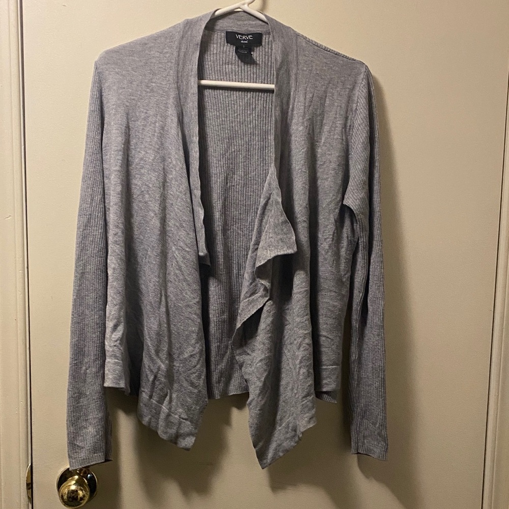 Vero Moda Heather Gray Open-Front Waterfall Cardigan
